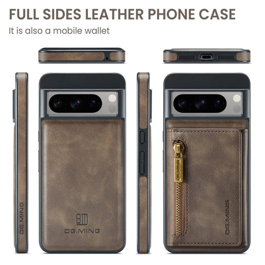 For Google Pixel 8 Pro DG.MING M5 Series Zip RFID Multi Card Detachable Leather Phone Case(Coffee) - Google Cases by DG.MING | Online Shopping UK | buy2fix