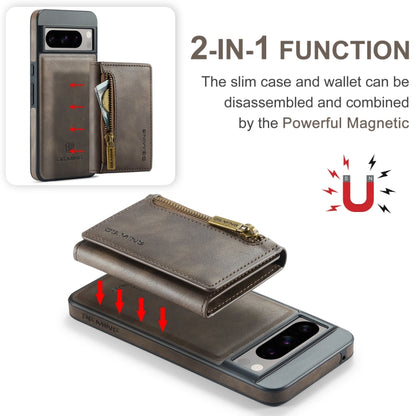 For Google Pixel 8 Pro DG.MING M5 Series Zip RFID Multi Card Detachable Leather Phone Case(Coffee) - Google Cases by DG.MING | Online Shopping UK | buy2fix