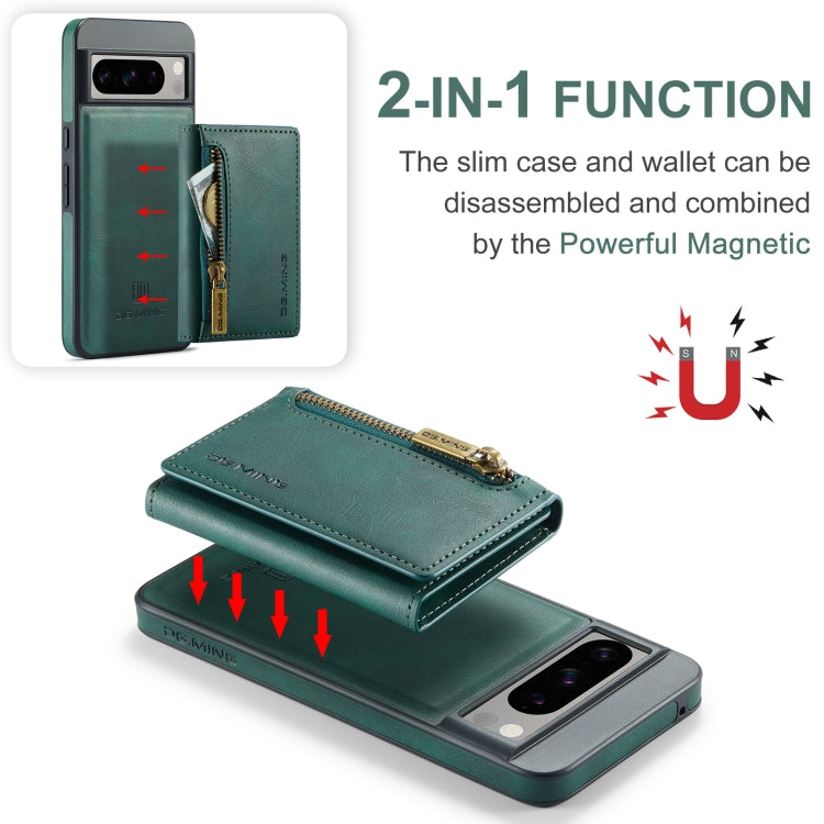 For Google Pixel 8 Pro DG.MING M5 Series Zip RFID Multi Card Detachable Leather Phone Case(Green) - Google Cases by DG.MING | Online Shopping UK | buy2fix