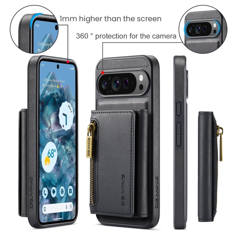 For Google Pixel 9 Pro XL DG.MING M5 Series Zip RFID Multi Card Detachable Leather Phone Case(Black) - Google Cases by DG.MING | Online Shopping UK | buy2fix