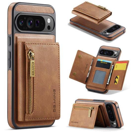 For Google Pixel 9 Pro XL DG.MING M5 Series Zip RFID Multi Card Detachable Leather Phone Case(Brown) - Google Cases by DG.MING | Online Shopping UK | buy2fix