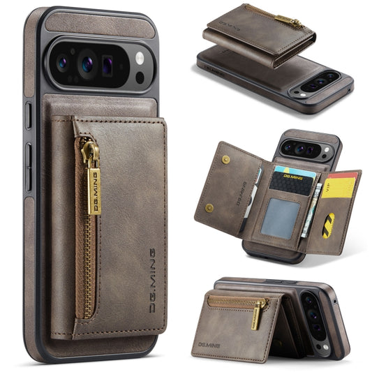 For Google Pixel 9 Pro XL DG.MING M5 Series Zip RFID Multi Card Detachable Leather Phone Case(Coffee) - Google Cases by DG.MING | Online Shopping UK | buy2fix