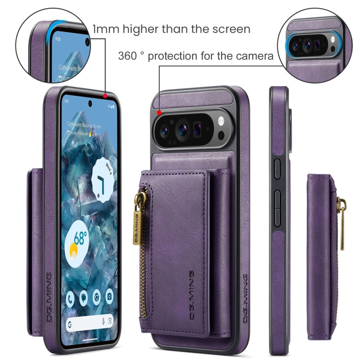 For Google Pixel 9 Pro XL DG.MING M5 Series Zip RFID Multi Card Detachable Leather Phone Case(Purple) - Google Cases by DG.MING | Online Shopping UK | buy2fix
