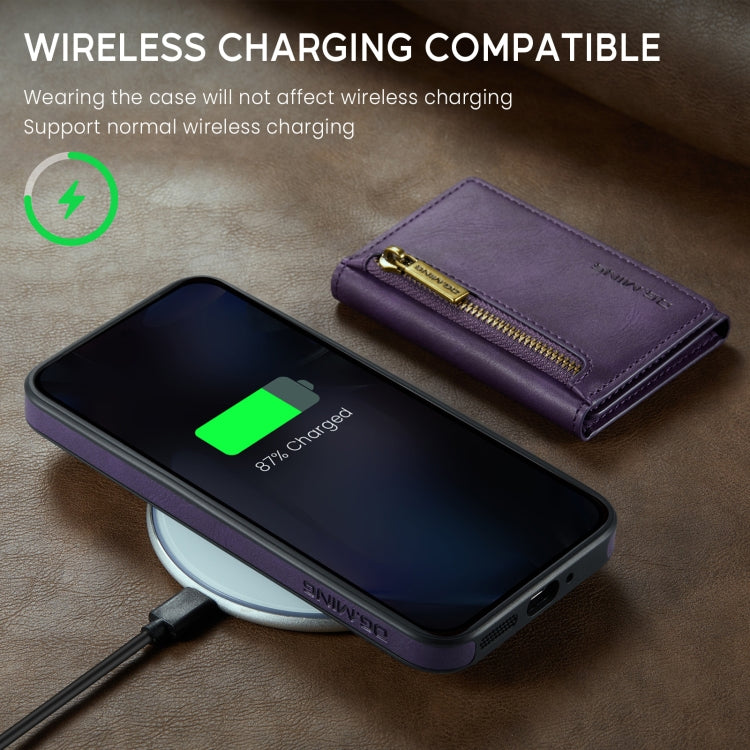 For Google Pixel 9 Pro XL DG.MING M5 Series Zip RFID Multi Card Detachable Leather Phone Case(Purple) - Google Cases by DG.MING | Online Shopping UK | buy2fix