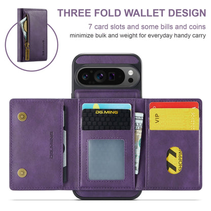 For Google Pixel 9 Pro XL DG.MING M5 Series Zip RFID Multi Card Detachable Leather Phone Case(Purple) - Google Cases by DG.MING | Online Shopping UK | buy2fix
