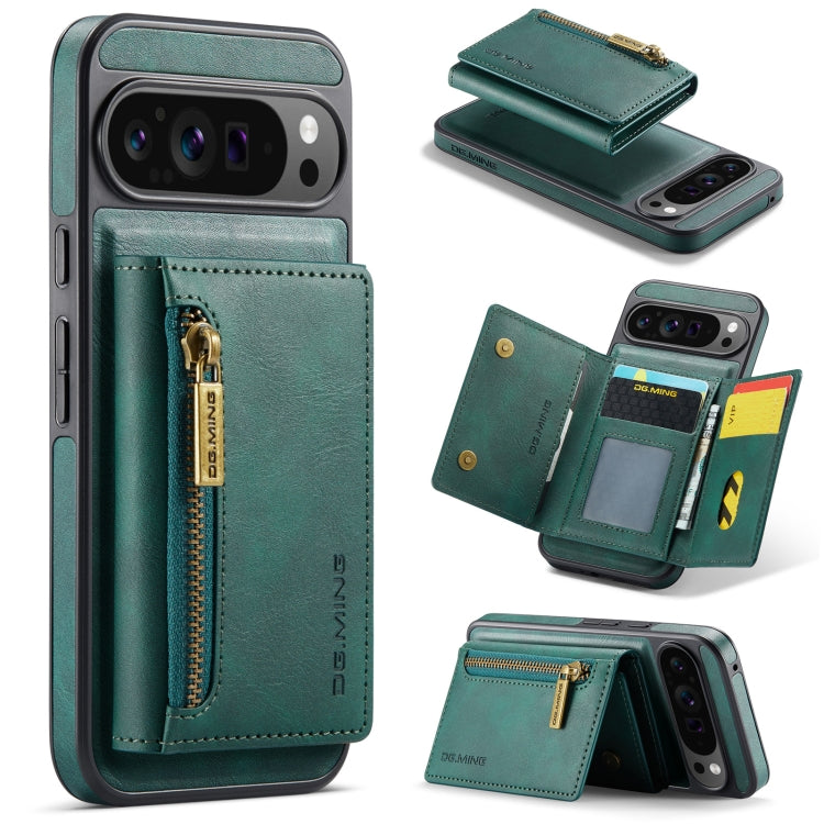 For Google Pixel 9 Pro XL DG.MING M5 Series Zip RFID Multi Card Detachable Leather Phone Case(Green) - Google Cases by DG.MING | Online Shopping UK | buy2fix