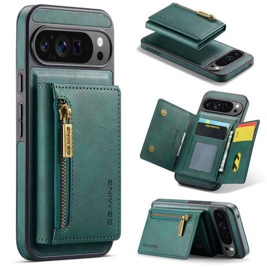 For Google Pixel 9 Pro XL DG.MING M5 Series Zip RFID Multi Card Detachable Leather Phone Case(Green) - Google Cases by DG.MING | Online Shopping UK | buy2fix