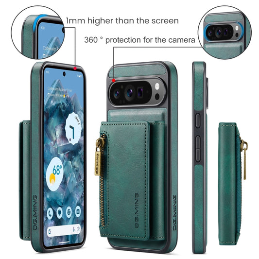 For Google Pixel 9 Pro XL DG.MING M5 Series Zip RFID Multi Card Detachable Leather Phone Case(Green) by DG.MING