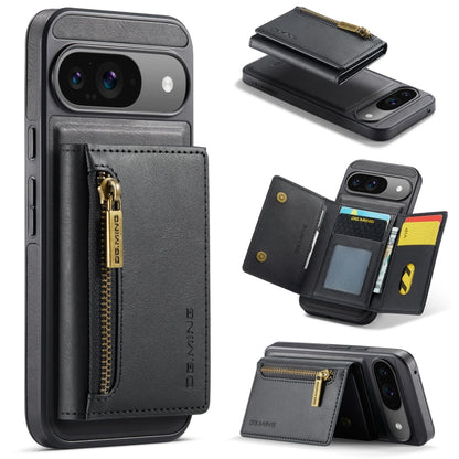 For Google Pixel 9 / 9 Pro DG.MING M5 Series Zip RFID Multi Card Detachable Leather Phone Case(Black) - Google Cases by DG.MING | Online Shopping UK | buy2fix