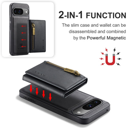 For Google Pixel 9 / 9 Pro DG.MING M5 Series Zip RFID Multi Card Detachable Leather Phone Case(Black) - Google Cases by DG.MING | Online Shopping UK | buy2fix