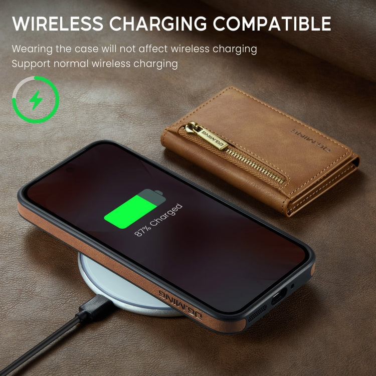 For Google Pixel 9 / 9 Pro DG.MING M5 Series Zip RFID Multi Card Detachable Leather Phone Case(Brown) - Google Cases by DG.MING | Online Shopping UK | buy2fix