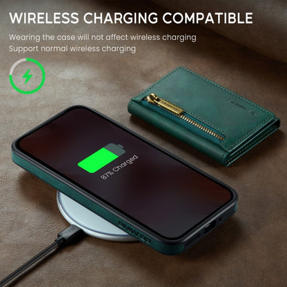 For Google Pixel 9 / 9 Pro DG.MING M5 Series Zip RFID Multi Card Detachable Leather Phone Case(Green) - Google Cases by DG.MING | Online Shopping UK | buy2fix
