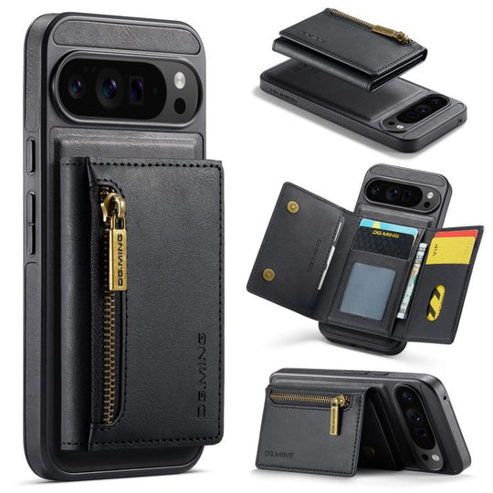 For Google Pixel 10 Pro XL DG.MING M5 Series Zip RFID Multi Card Detachable Leather Phone Case(Black)