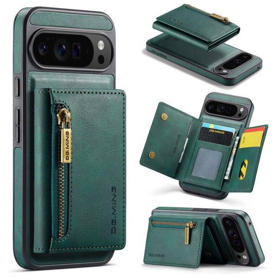 For Google Pixel 10 Pro XL DG.MING M5 Series Zip RFID Multi Card Detachable Leather Phone Case(Green)