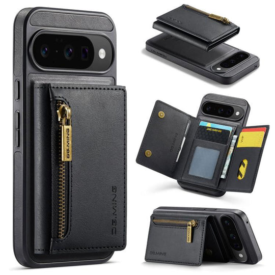 For Google Pixel 10 / Pixel 10 Pro DG.MING M5 Series Zip RFID Multi Card Detachable Leather Phone Case(Black)