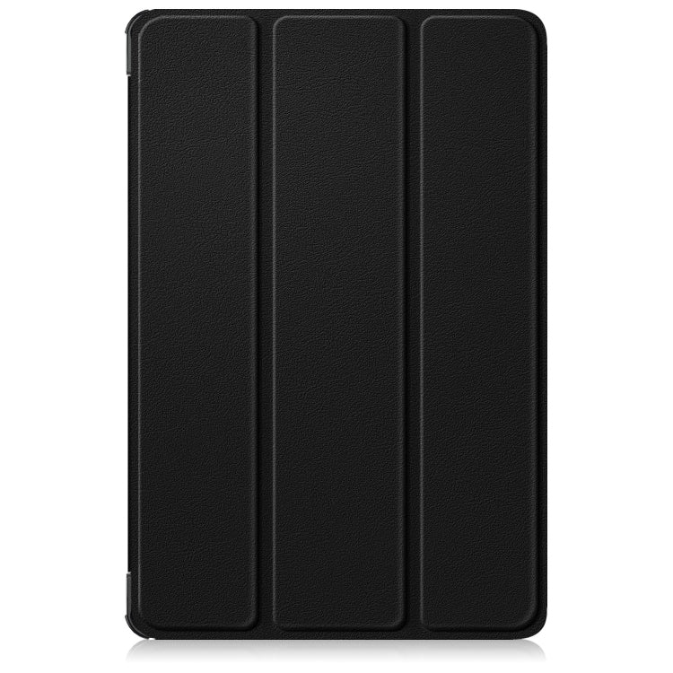 For Lenovo Tab M11/ Xiaoxin Pad 11 2024 Custer Texture 3-Fold Holder Leather Smart Tablet Case(Black) - Lenovo by buy2fix | Online Shopping UK | buy2fix