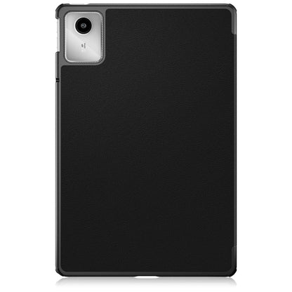 For Lenovo Tab M11/ Xiaoxin Pad 11 2024 Custer Texture 3-Fold Holder Leather Smart Tablet Case(Black) - Lenovo by buy2fix | Online Shopping UK | buy2fix