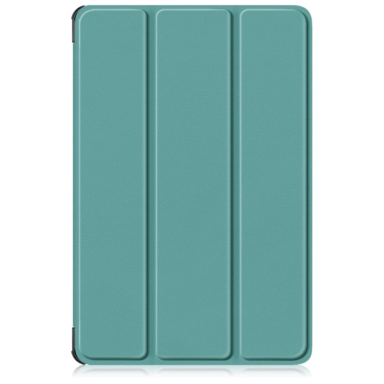For Lenovo Tab M11/ Xiaoxin Pad 11 2024 Custer Texture 3-Fold Holder Leather Smart Tablet Case(Green) - Lenovo by buy2fix | Online Shopping UK | buy2fix