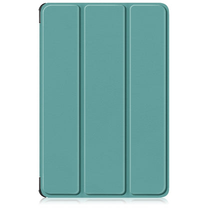 For Lenovo Tab M11/ Xiaoxin Pad 11 2024 Custer Texture 3-Fold Holder Leather Smart Tablet Case(Green) - Lenovo by buy2fix | Online Shopping UK | buy2fix