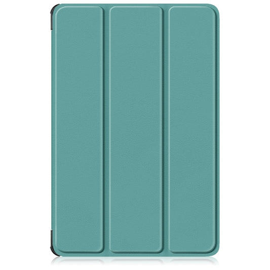 For Lenovo Tab M11/ Xiaoxin Pad 11 2024 Custer Texture 3-Fold Holder Leather Smart Tablet Case(Green) - Lenovo by buy2fix | Online Shopping UK | buy2fix