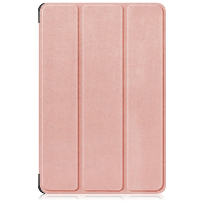 For Lenovo Tab M11/ Xiaoxin Pad 11 2024 Custer Texture 3-Fold Holder Leather Smart Tablet Case(Rose Gold) - Lenovo by buy2fix | Online Shopping UK | buy2fix