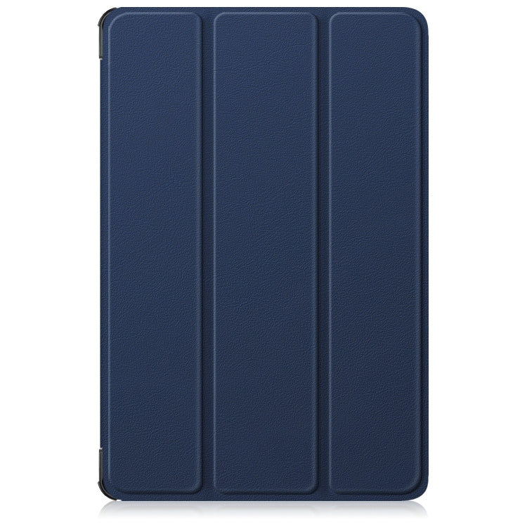 For Lenovo Tab M11/ Xiaoxin Pad 11 2024 Custer Pure Color 3-folding Leather Smart Tablet Case(Dark Blue) - Lenovo by buy2fix | Online Shopping UK | buy2fix