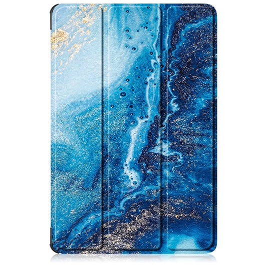 For Lenovo Tab M11/ Xiaoxin Pad 11 2024 Custer Painted 3-Fold Holder Leather Smart Tablet Case(Waves) - Lenovo by buy2fix | Online Shopping UK | buy2fix