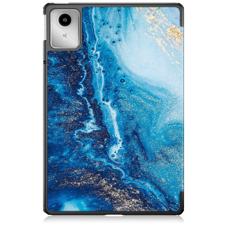 For Lenovo Tab M11/ Xiaoxin Pad 11 2024 Custer Painted 3-Fold Holder Leather Smart Tablet Case(Waves) - Lenovo by buy2fix | Online Shopping UK | buy2fix