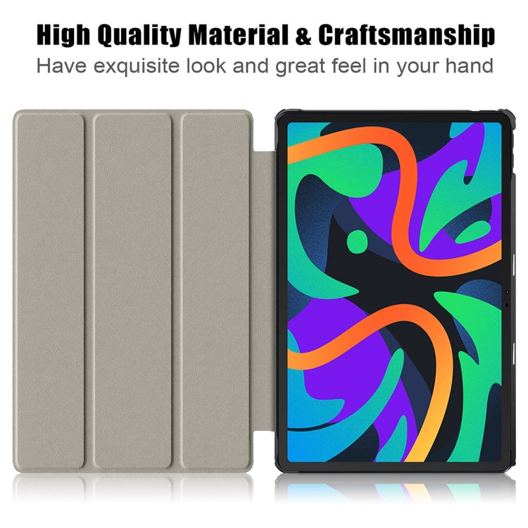 For Lenovo Tab M11/ Xiaoxin Pad 11 2024 Custer Painted 3-Fold Holder Leather Smart Tablet Case(Graffiti) - Lenovo by buy2fix | Online Shopping UK | buy2fix