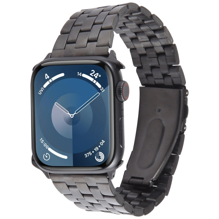 For Apple Watch SE 2023 44mm 22mm Ultra-thin Five Beads Stainless Steel Watch Band(Black) by buy2fix