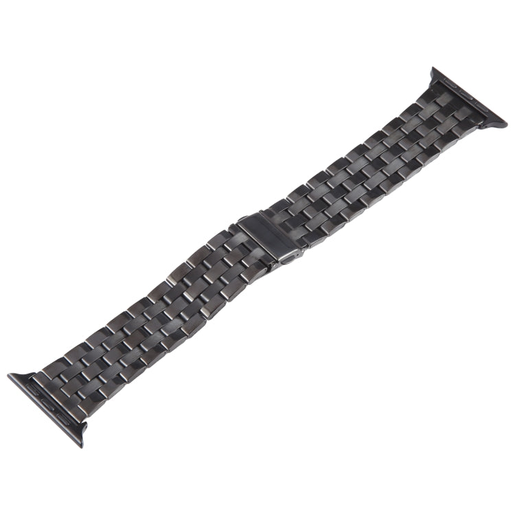 For Apple Watch SE 2023 44mm 22mm Ultra-thin Five Beads Stainless Steel Watch Band(Black) by buy2fix
