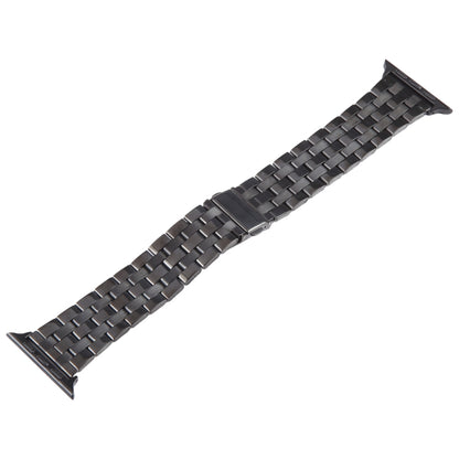 For Apple Watch SE 2023 44mm 22mm Ultra-thin Five Beads Stainless Steel Watch Band(Black) by buy2fix