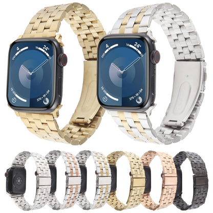 For Apple Watch SE 2023 44mm 22mm Ultra-thin Five Beads Stainless Steel Watch Band(Black) by buy2fix