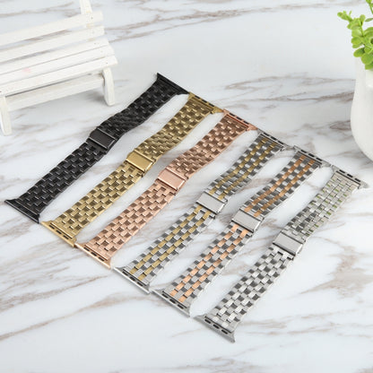 For Apple Watch 42mm 22mm Ultra-thin Five Beads Stainless Steel Watch Band(Black) by buy2fix