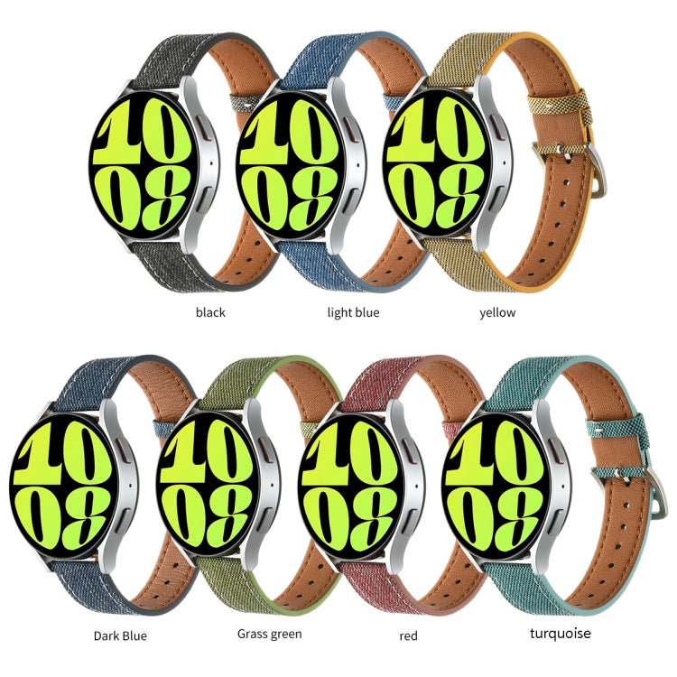 20mm Universal Denim Leather Buckle Watch Band(Grass Green) - 20mm Bands by buy2fix | Online Shopping UK | buy2fix