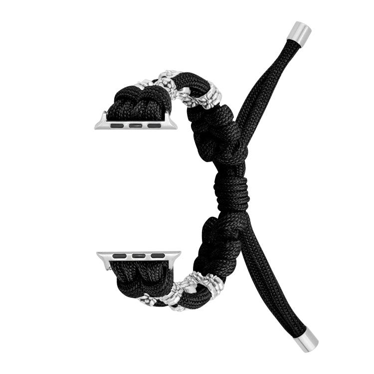 For Apple Watch Ultra 49mm Chrysanthemum Beads Paracord Braided Watch Band(Black) by buy2fix