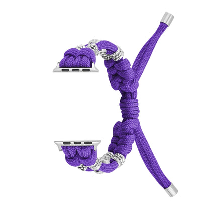For Apple Watch Ultra 49mm Chrysanthemum Beads Paracord Braided Watch Band(Purple) by buy2fix