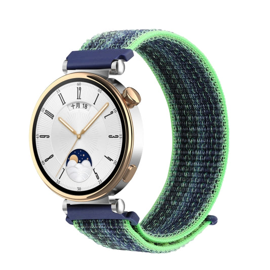 18mm Universal Nylon Loop Watch Band(Bright Green Blue) - 18mm Bands by buy2fix | Online Shopping UK | buy2fix