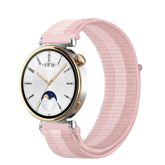 18mm Universal Nylon Loop Watch Band(Pink White Pink) - 18mm Bands by buy2fix | Online Shopping UK | buy2fix