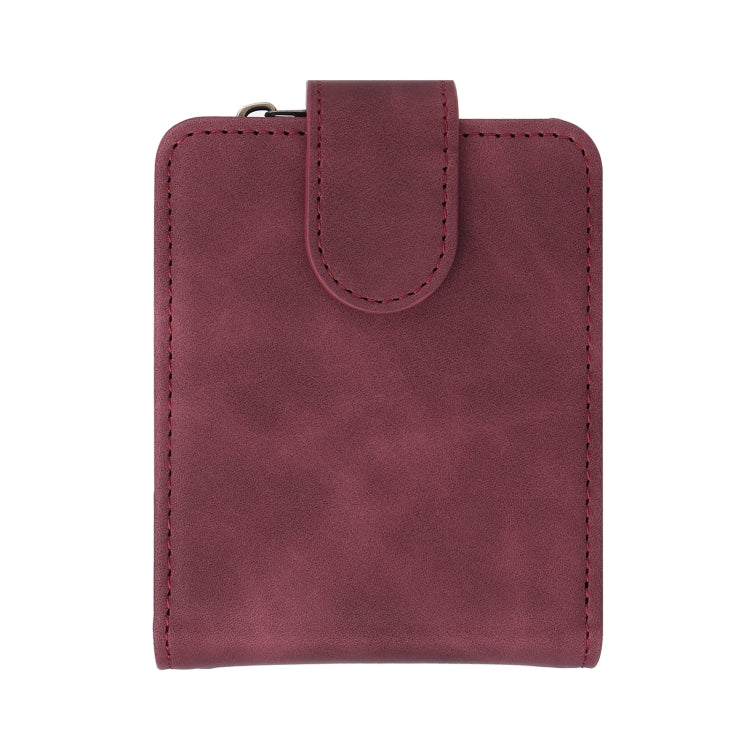 For Samsung Galaxy Z Flip4 Multifunctional Frosted Zipper Wallet Leather Phone Case(Wine Red) by buy2fix