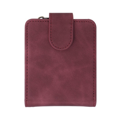 For Samsung Galaxy Z Flip4 Multifunctional Frosted Zipper Wallet Leather Phone Case(Wine Red) by buy2fix