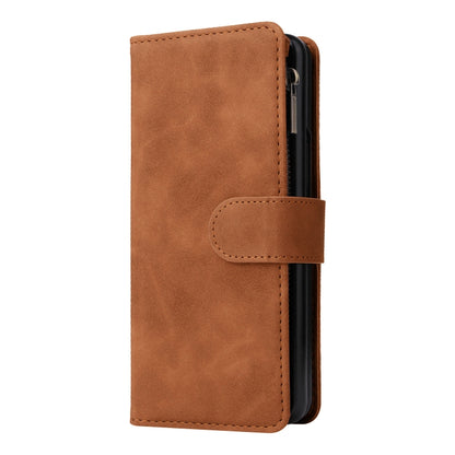 For Samsung Galaxy Z Fold4 Multifunctional Frosted Zipper Wallet Leather Phone Case(Brown) by buy2fix