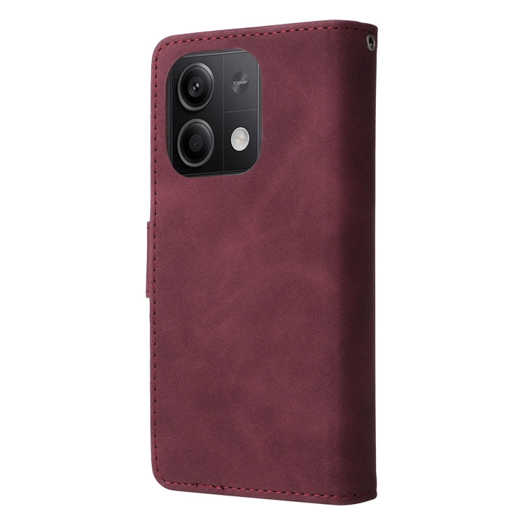 For Xiaomi Redmi Note 13 5G Multifunctional Frosted Zipper Wallet Leather Phone Case(Wine Red) - Xiaomi Cases by buy2fix | Online Shopping UK | buy2fix