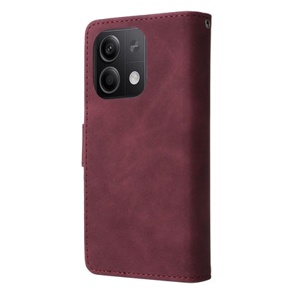 For Xiaomi Redmi Note 13 5G Multifunctional Frosted Zipper Wallet Leather Phone Case(Wine Red) - Xiaomi Cases by buy2fix | Online Shopping UK | buy2fix