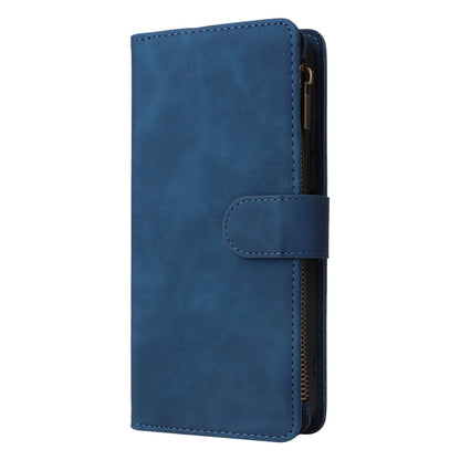 For Xiaomi Redmi 13C 4G Global Multifunctional Frosted Zipper Wallet Leather Phone Case(Blue) by buy2fix