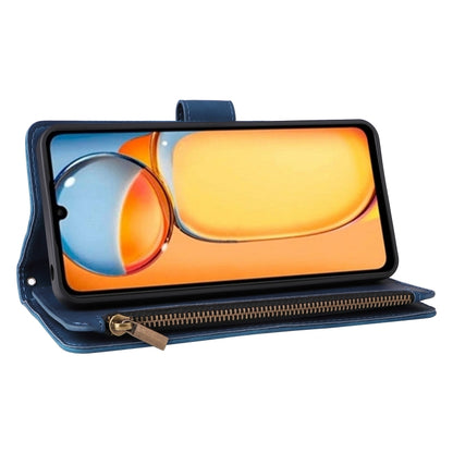 For Xiaomi Redmi 13C 4G Global Multifunctional Frosted Zipper Wallet Leather Phone Case(Blue) by buy2fix