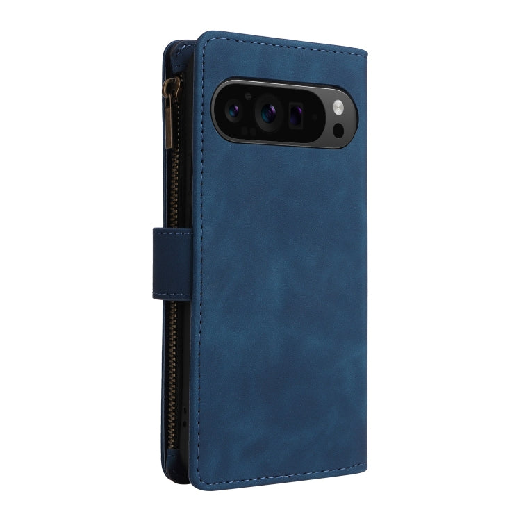 For Google Pixel 9 Pro Multifunctional Multi-Card Wallet Phone Leather Case(Blue) by buy2fix