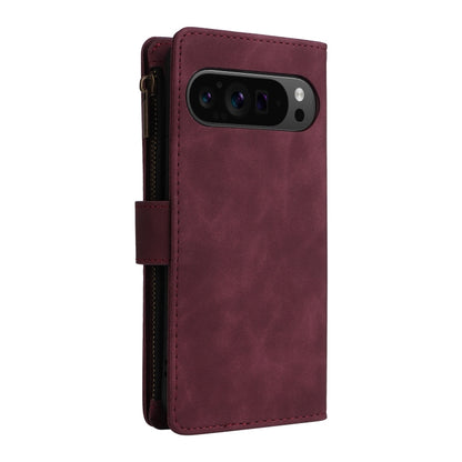 For Google Pixel 9 Pro Multifunctional Multi-Card Wallet Phone Leather Case(Wine Red) by buy2fix