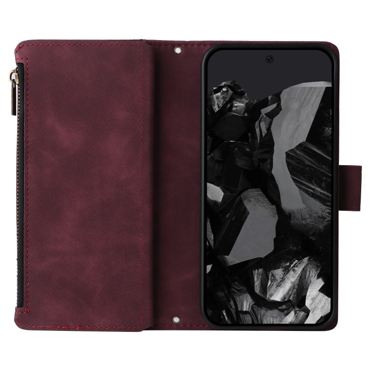 For Google Pixel 9 Pro Multifunctional Multi-Card Wallet Phone Leather Case(Wine Red) by buy2fix