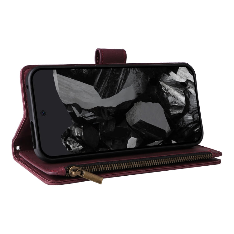 For Google Pixel 9 Pro Multifunctional Multi-Card Wallet Phone Leather Case(Wine Red) by buy2fix